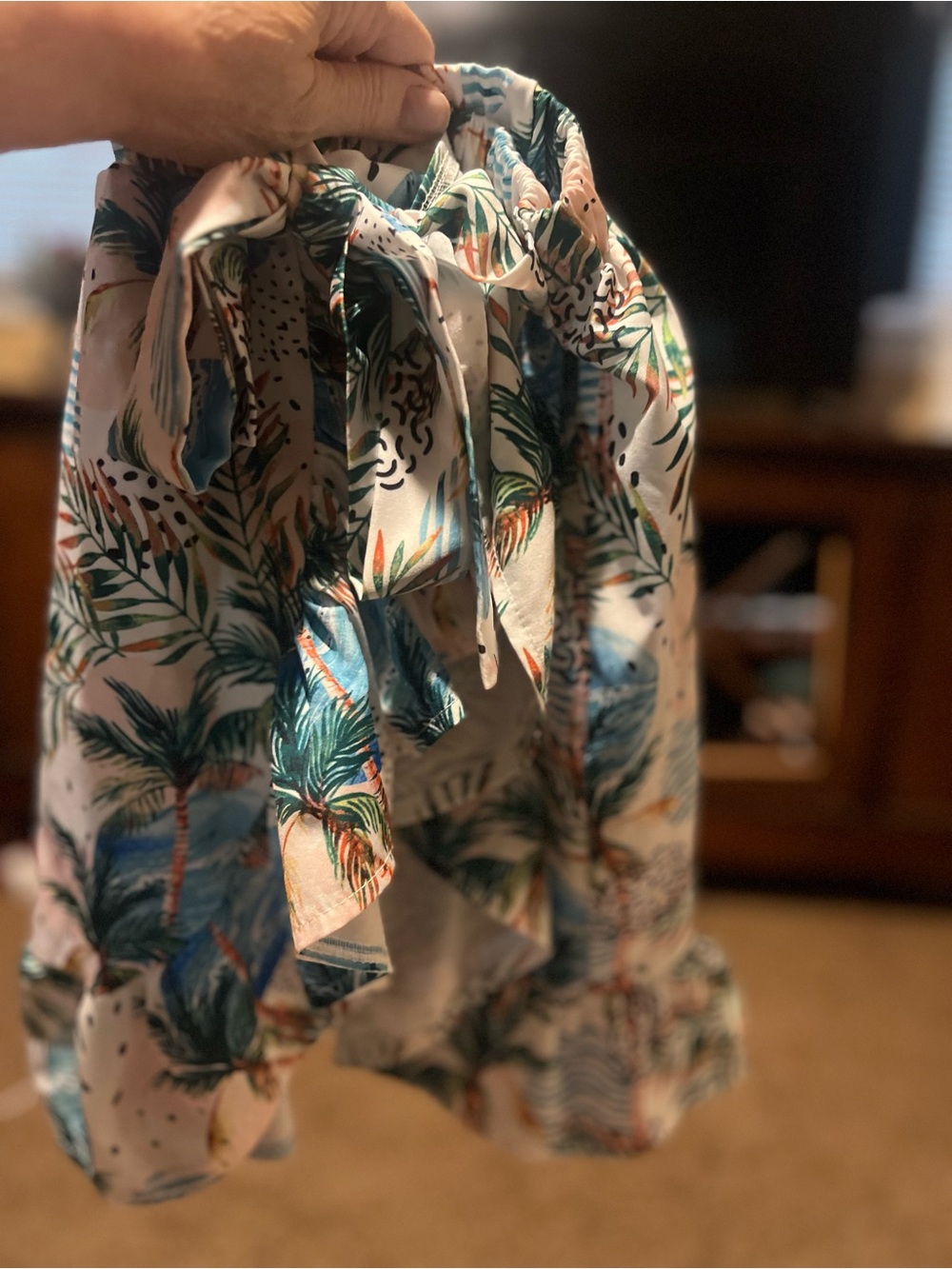 Target Kids Tropical Tie-Neck Blouse - White, Green, Blue